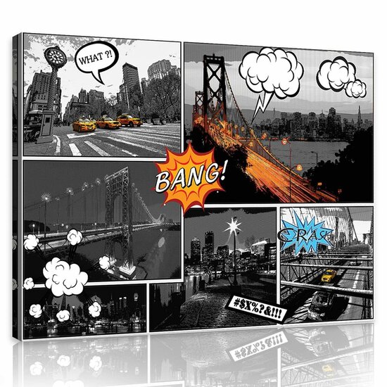 Comics Cities Canvas Schilderij PP10676O1