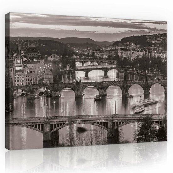 Prague Bridges over Vltava Canvas Schilderij PP10718O1