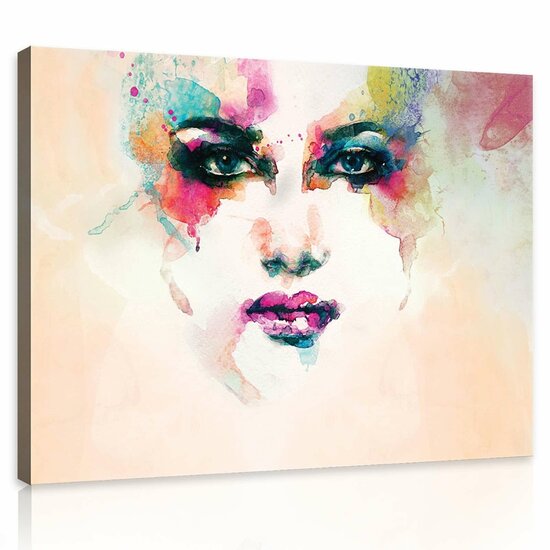 Watercolor Face Canvas Schilderij PP10749O1