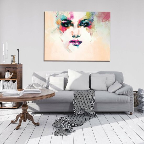 Watercolor Face Canvas Schilderij PP10749O1