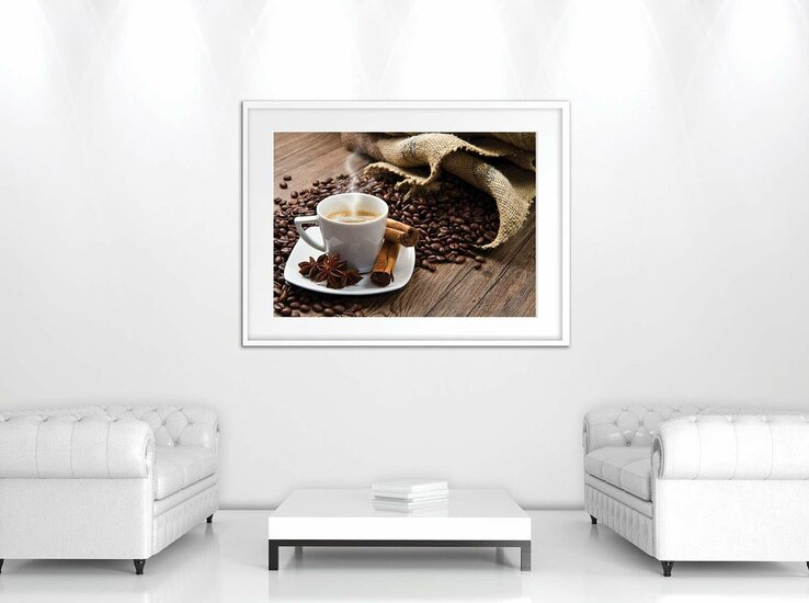 Coffee Beans and Cup Canvas Schilderij PP10918O1