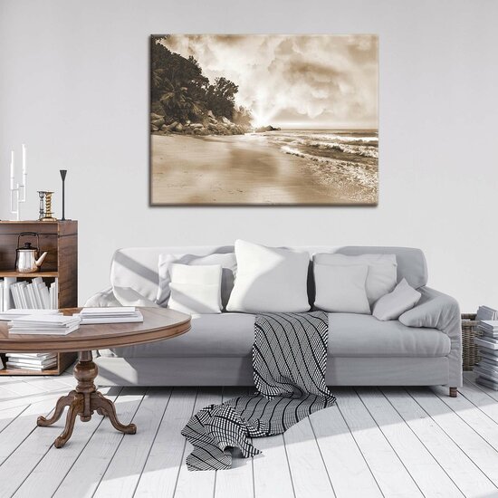 Beach Sepia Canvas Schilderij PP10964O1