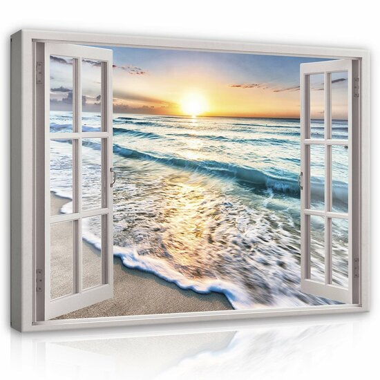 Window - Beach Canvas Schilderij PP14052O1