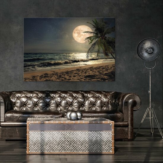 Full moon on the beach Canvas Schilderij PP13999O1