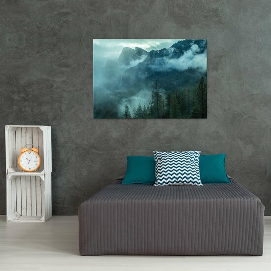 Landscape mountain forest fog Canvas Schilderij PP14587O1