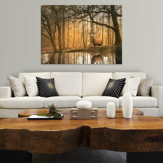 Lanscape nature forest deer Canvas Schilderij PP14520O1