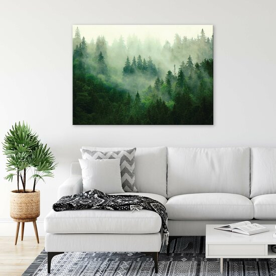 Nature Forest Forest Fog Green Canvas Schilderij PP14210O1