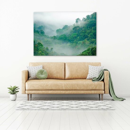 Nature Forest in The Fog Green Valley Canvas Schilderij PP14160O1