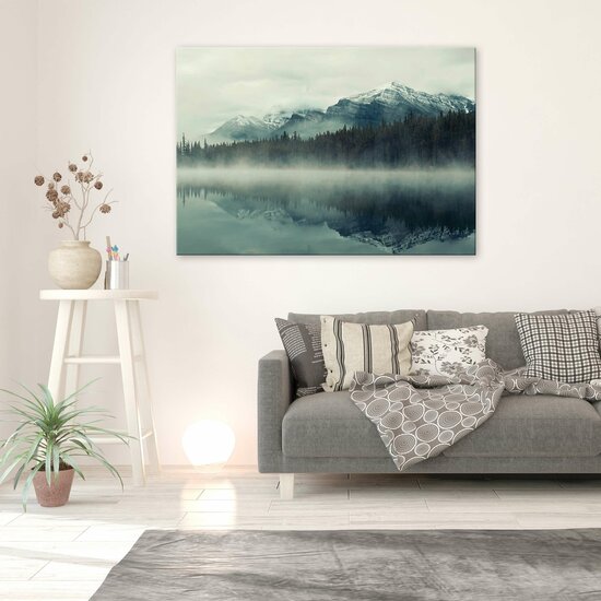 Nature Mountains Forest in Fog Canvas Schilderij PP14099O1
