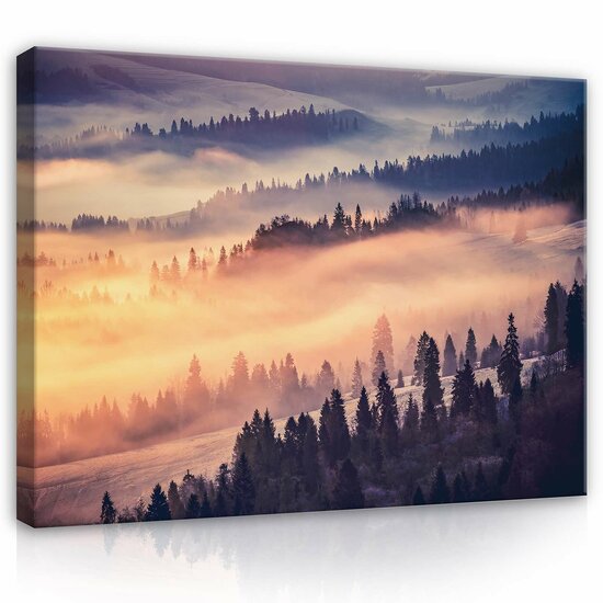Forest in the fog Canvas Schilderij PP13572O1