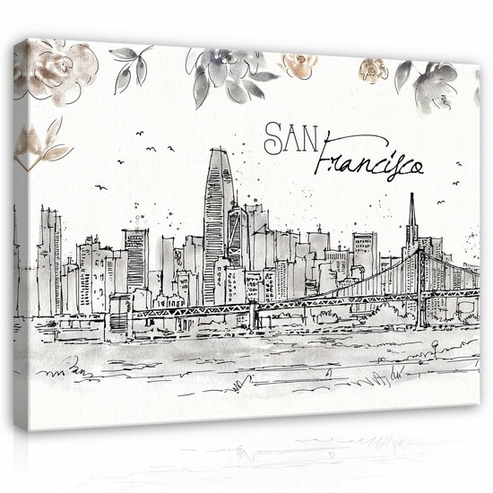 City San Francisco Drawing Art Canvas Schilderij PP14359O1