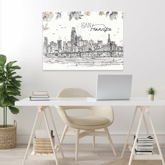 City San Francisco Drawing Art Canvas Schilderij PP14359O1