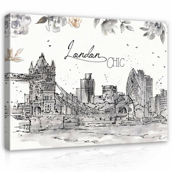 City of London Drawing Art Canvas Schilderij PP14358O1