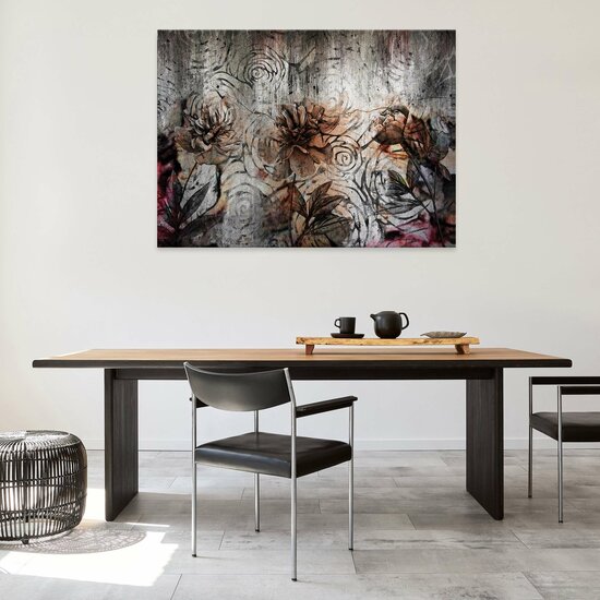 Structure flowers concrete wall Canvas Schilderij PP14517O1