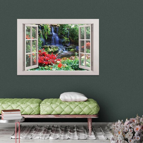 View window 3D jungle Canvas Schilderij PP14459O1