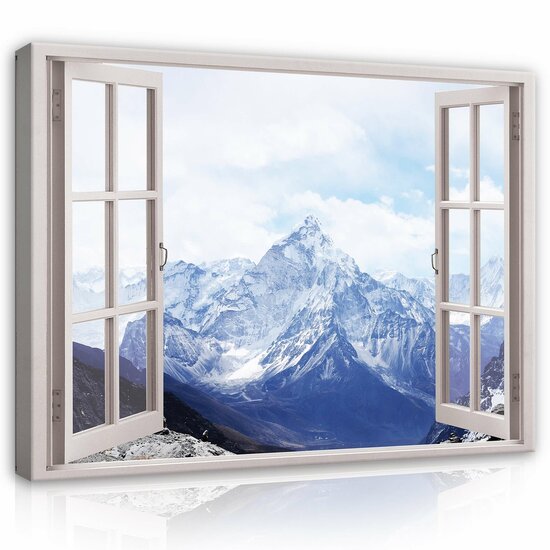 3D Effect Window Winter Mountains Landscape Canvas Schilderij PP14246O1