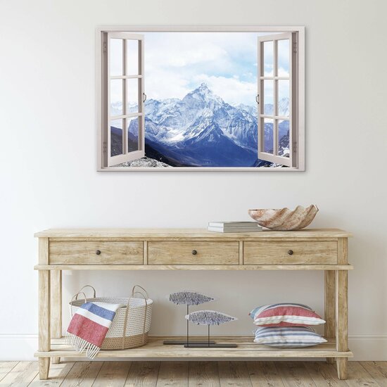 3D Effect Window Winter Mountains Landscape Canvas Schilderij PP14246O1