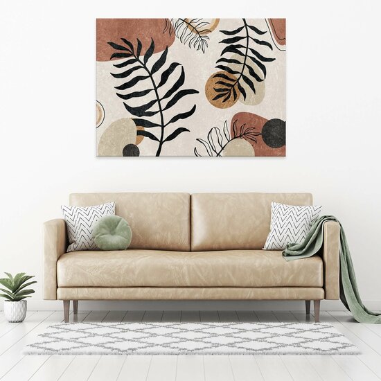 Boho style leaves geometry Canvas Schilderij PP14524O1