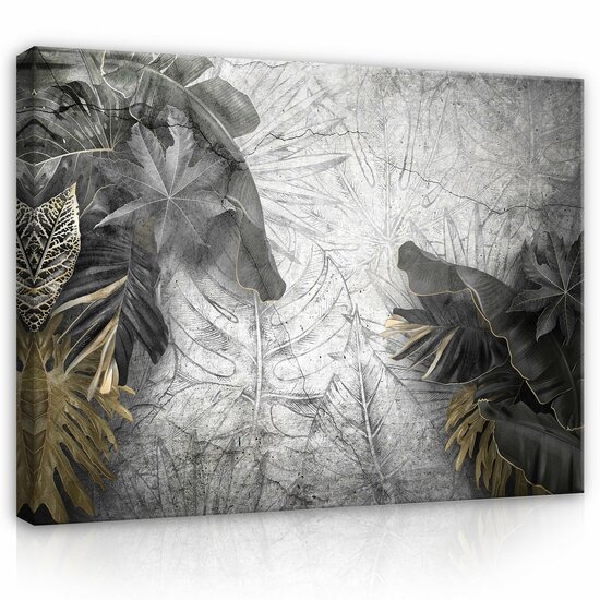 Structure leaves concrete wall Canvas Schilderij PP14516O1