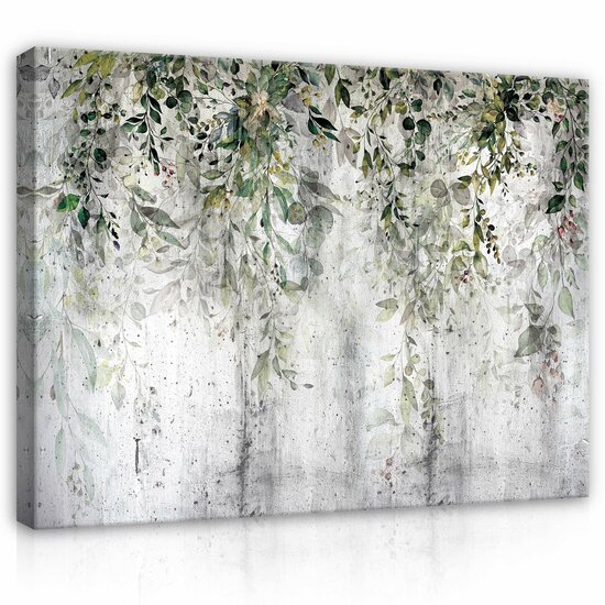 Structure concrete leaves wall Canvas Schilderij PP14511O1