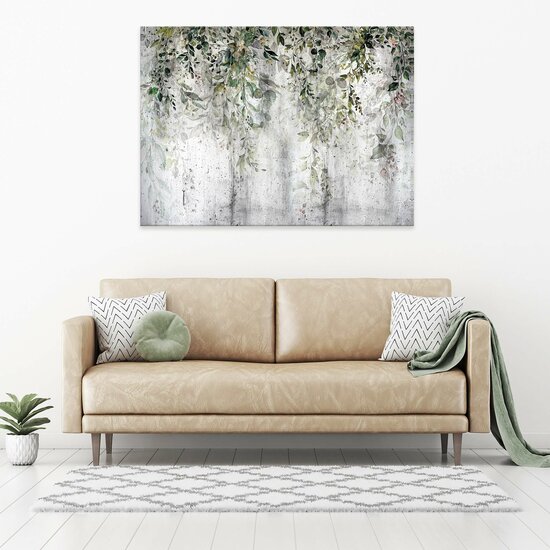 Structure concrete leaves wall Canvas Schilderij PP14511O1