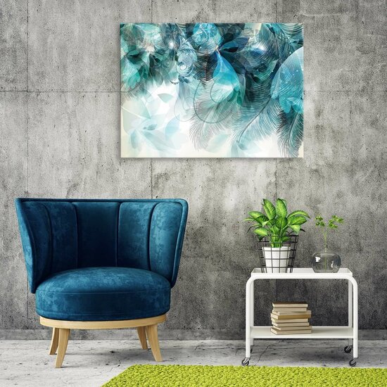 Turquoise Leaves Canvas Schilderij PP13767O1