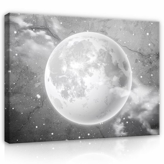 Moon on concrete - black and white Canvas Schilderij PP13574O1