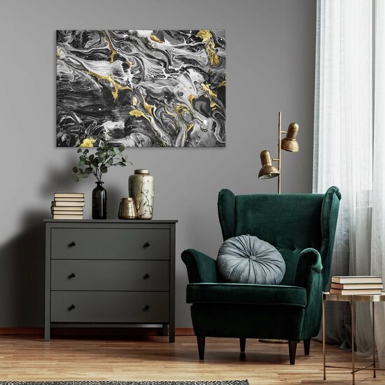 Black marble with gold Canvas Schilderij PP13851O1
