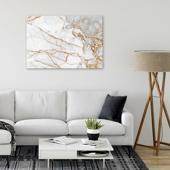 Marble with golden embellishment Canvas Schilderij PP13668O1