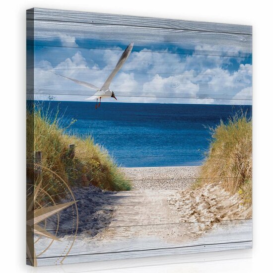 Beach on the boards Canvas Schilderij PP10026O2