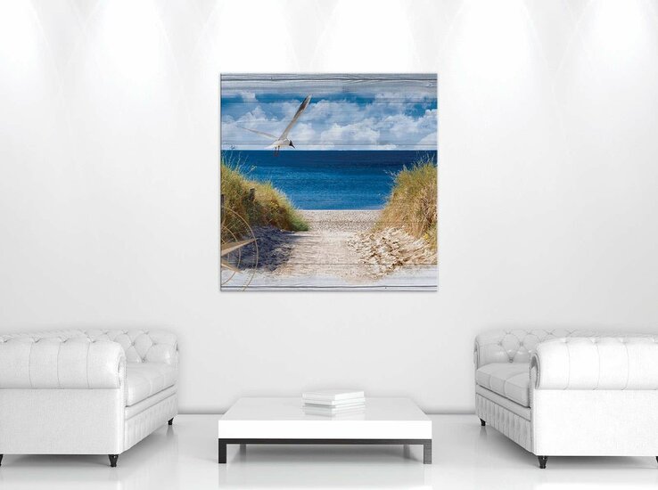 Beach on the boards Canvas Schilderij PP10026O2