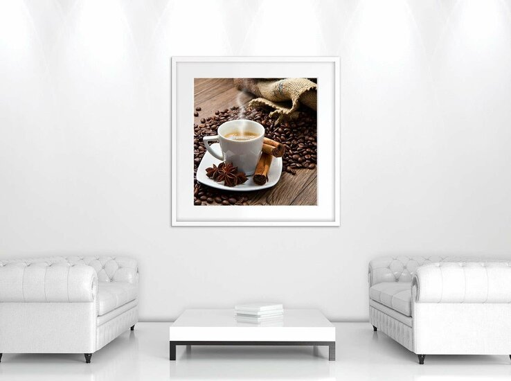 Coffee Beans and Cup Canvas Schilderij PP10918O2