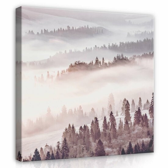 Forest in the fog Canvas Schilderij PP13573O2