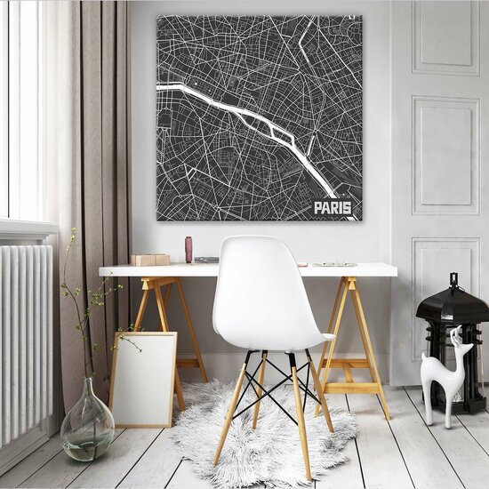 Paris Map Canvas Schilderij PP12733O2