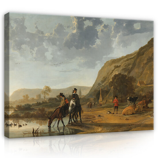 Rijksmuseum Canvas Rivierlandschap met Ruiters RMC52