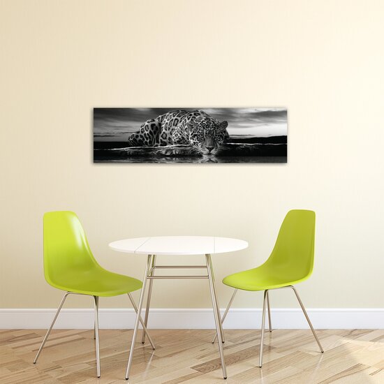 Creeping Jaguar in Black and White Canvas Schilderij PP20285O3