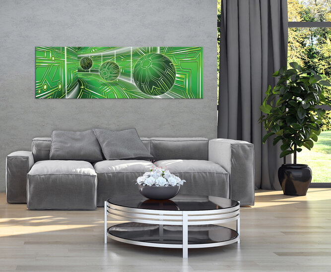 Green Corridor with Balls Canvas Schilderij PP10077O3