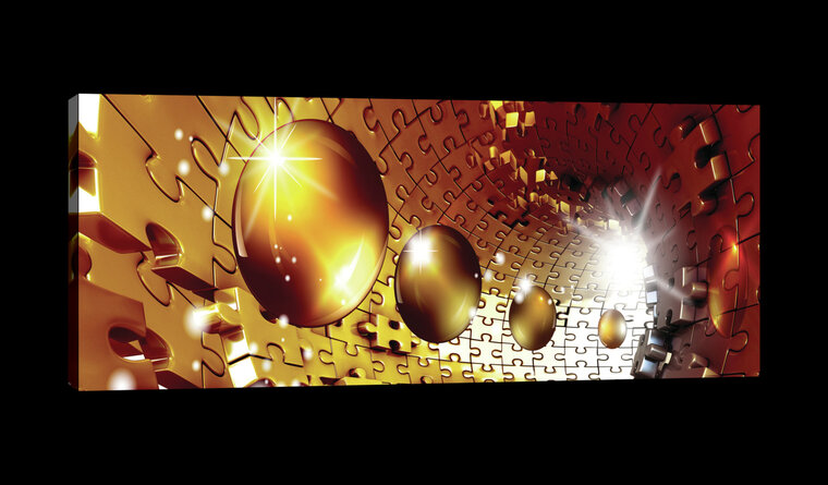 3D Puzzle Tunnel with Golden Spheres Canvas Schilderij PP20159O3