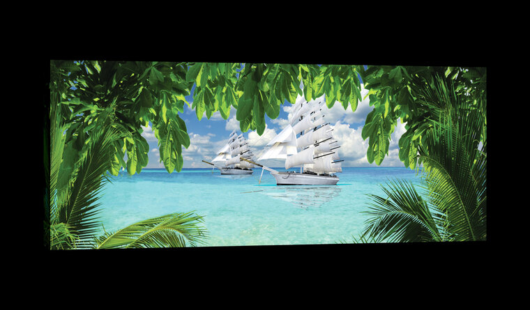 Ship on the Turquoise Ocean Canvas Schilderij PP20064O3