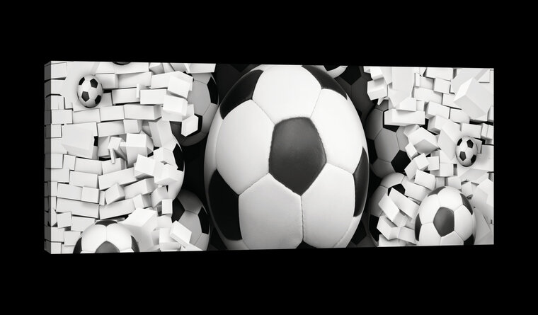 3D Footballs in Brickwall Canvas Schilderij PP20107O3