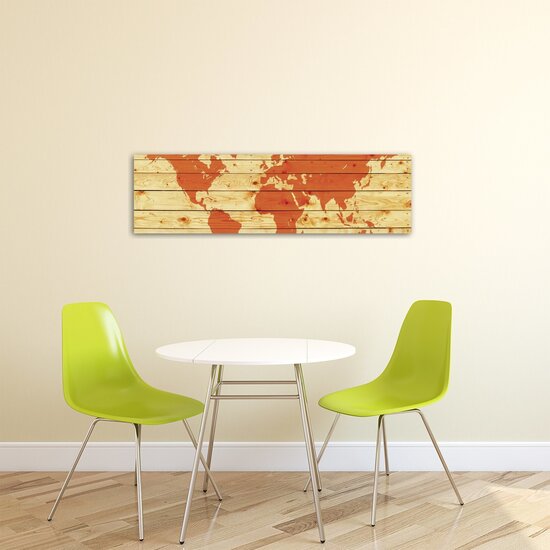 World Map on Pine Boards Canvas Schilderij PP20266O3