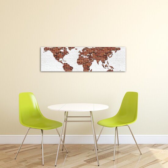 World Map on Brick Wall Canvas Schilderij PP20268O3