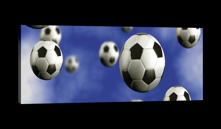 Footballs on Blue Background Canvas Schilderij PP20117O3