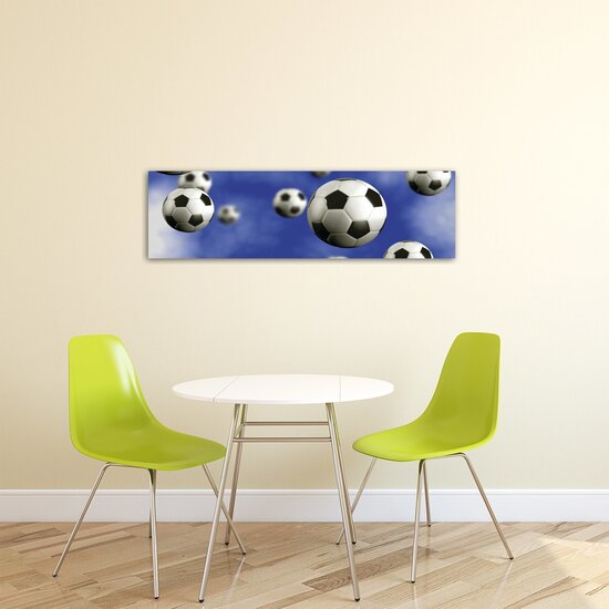 Footballs on Blue Background Canvas Schilderij PP20117O3