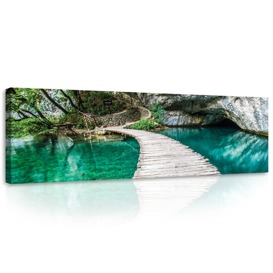 Bridge on a Turquoise Pond Canvas Schilderij PP10220O3