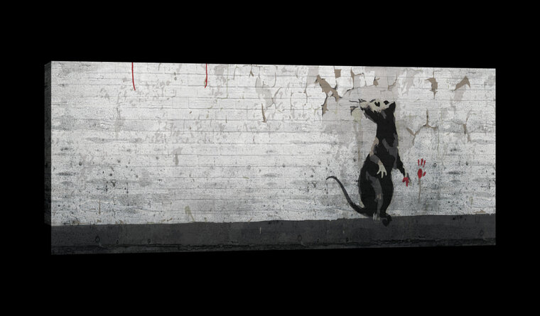 Rat and Writing on the Wall Banksy Canvas Schilderij PP20195O3