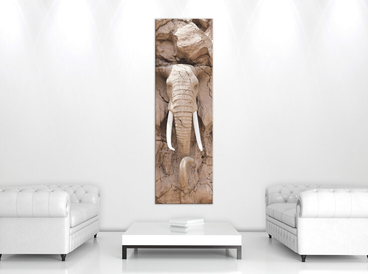 Elephant Carved in Rocks Canvas Schilderij PP10115O3