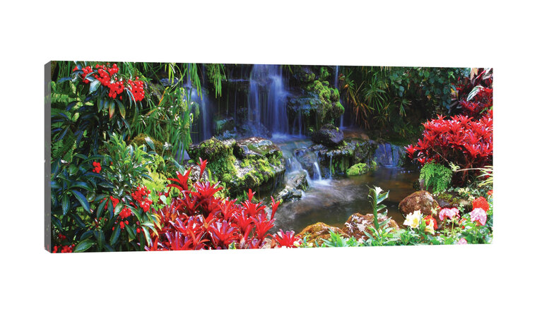 Waterfall in Colourful Jungle Canvas Schilderij PP20012O3