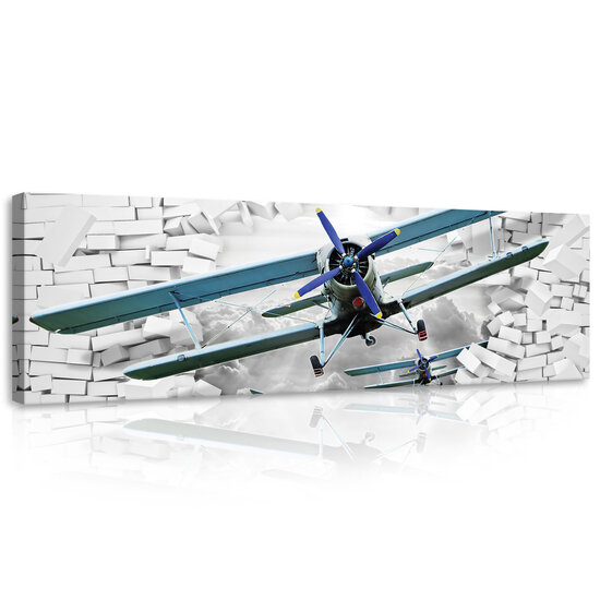 Plane Flying out the Wall 3D Canvas Schilderij PP10407O3