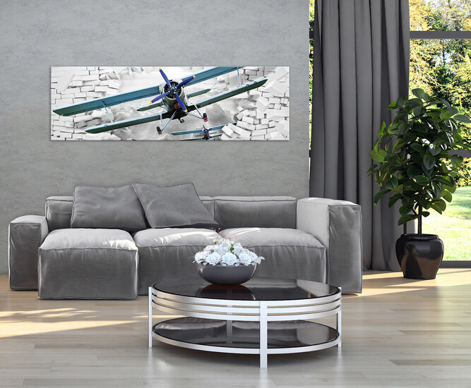 Plane Flying out the Wall 3D Canvas Schilderij PP10407O3